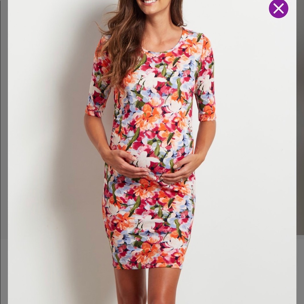 COPY - Pink Blush Floral Maternity Dress